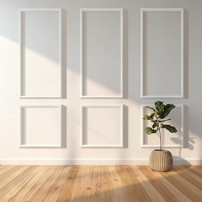RELIANCER Peel and Stick Wall Molding Kit,30PCS Pre-Cut Door Molding Panels,3D Moulding Wainscoting Panel,Self Adhesive Walls Moulding Trim,Wall Modular Frames for Interior Walls Decor Home Bedroom by RELIANCER