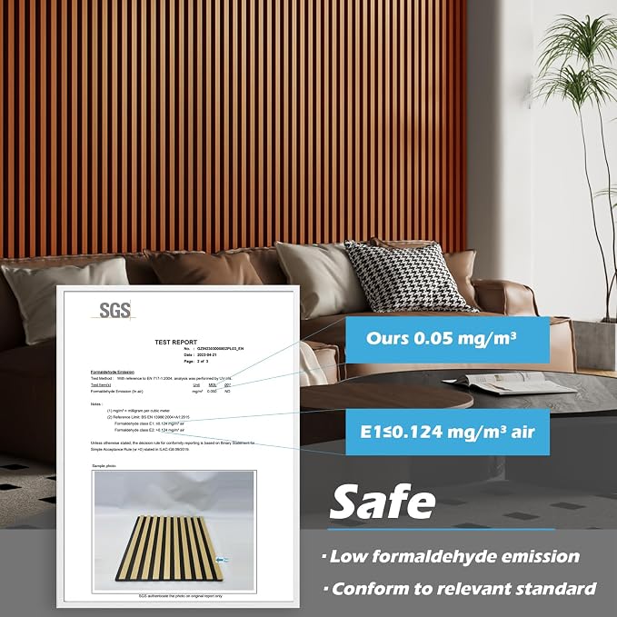 Art3d 2pcs-104 x 15.75in Slat Acoustic Panel for Wall and Ceiling, 3D Fluted Sound Absorbing Panel with Wood Finish, Teak - Image 5