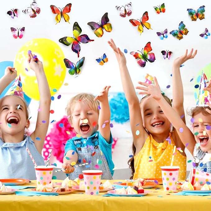 SAOROPEB 3D Butterfly Wall Decor, 48 Pcs Multicolor Butterfly Decorations | Double Layer for Party Decorations Locker Decor Refrigerator Decal, Reusable - Image 2