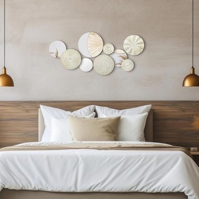 Blulu 9 Pcs White Gold Mirror Wall Decor Metal Round Home Art Decor Decorative Modern Circle Mirror Wall Art Sculpture Hanging Decorations for Home Living Room Office - Image 2