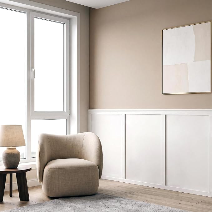 Board and Batten Wall Panel Kit Wainscoting Panels White, 10-Piece Set Paintable Wall Panels for Interior Wall Decor Cover 39 x 79 Inch, Wall Panel Kit for Bedroom Living Room Office Home Decor - Image 4