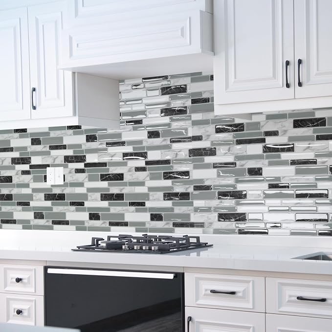 Art3d 12 x 12 Inch Vinyl Peel and Stick Backsplash, 20-Pack, Marble Grey | Waterproof, Lightweight, Self Adhesive, Easy to Install, No Residue, for Kitchen & Bedroom Decor, Ideal for Recently Moved - Image 7