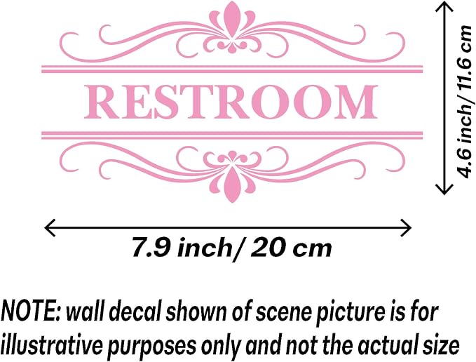 Restroom Sign Wall Decal Vinyl Pink Stickers, Removable Cute Art Design DIY Mural Wallpaper for Women Restroom Bathroom Washroom WC Toilet Office Home Decoration | Removable, Cute Art Design, For Women Restroom Bathroom Washroom WC Toilet, DIY Mural Wa... - Image 5