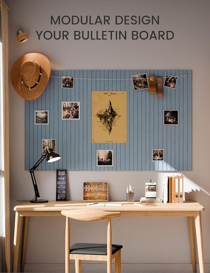 Fluxynara 36" x 24" Large Felt Bulletin Board, Dusty Blue | 6 Pack Cork Board Alternative with 30 Safe Adhesive Tabs, Felt Pin Boards for Wall Decor, Home, Office, Classroom, Dorm - Image 5