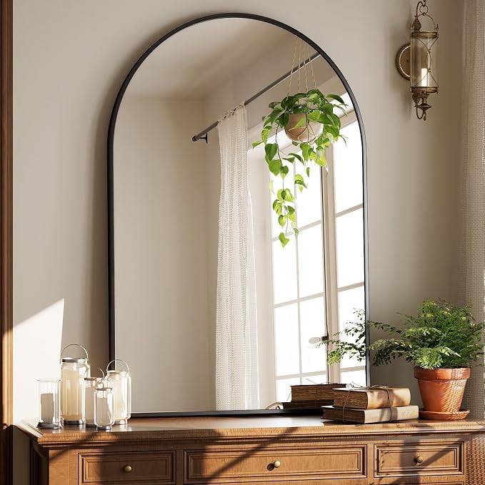 HARRITPURE Arched Bathroom Mirror 30"x48" Black Large Wall Mounted Mirror - Image 2