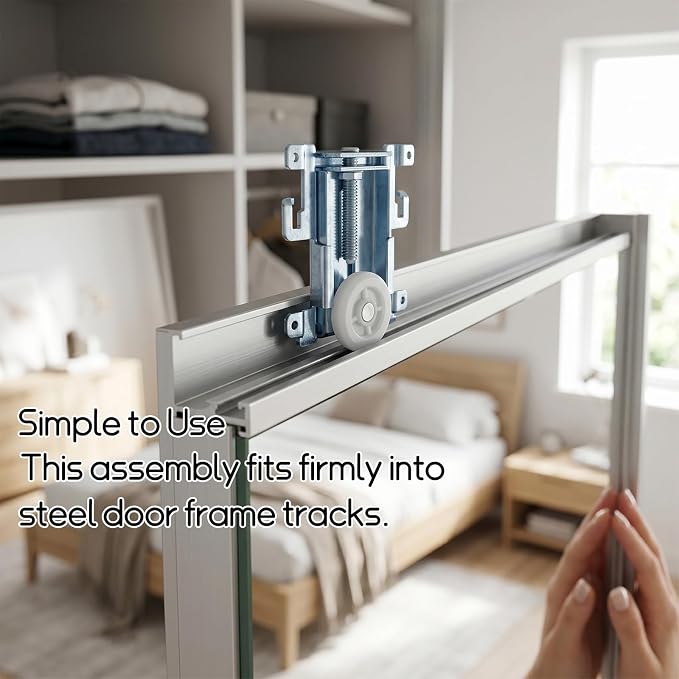 5 Pcs 1-7/16 Inch Sliding Mirror Closet Door Roller Assembly, Steel Framed Bottom Roller, Replacement Closet Door Wheels for Mirror Wardrobe - Image 4