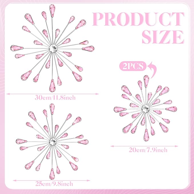 Hicarer 4 Pcs Starburst Wall Decor, Pink Wall Art - Image 4