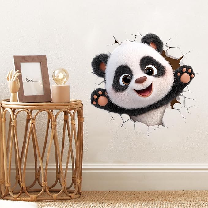 Cute Panda Wall Decals Stickers, Cartoon Animal Wall Art Peel and Stick, Removable Vinyl Wall Decor for Bedroom, Living Room, Playroom, Home Decoration - Image 3
