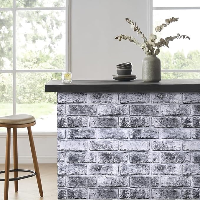 Commomy 3D Wall Panels Peel and Stick Faux Brick 10 Pcs 11.8" x 11.8" | Small Size Thin PVC Brick Wallpaper Tiles Backsplash for Kitchen,Bedroom,Living Room,Quick DIY Wall Decor(Covers 9.7 sq.ft) - Image 8