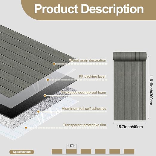 Thick Wood Slat Wall Panels, Modern 3D Peel and Stick, 15.75"x118" Self-Adhesive Accent Wall with Sound Dampening for TV Wall and Ceiling, Bedroom, Home Office, Dark Grey, 13 Sq Ft - Image 4