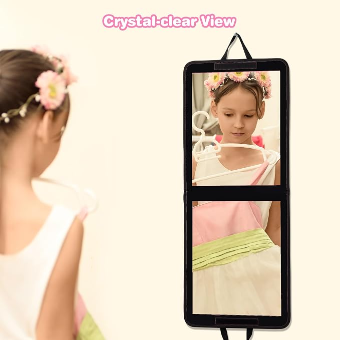 LPHUMEX Foldable Portable Full Length Mirror for Camping, Travel, Dancers, 32x13 Inch, Black, Hanging Folding Mirror for Dance, Full Body Travel Mirror - Image 4