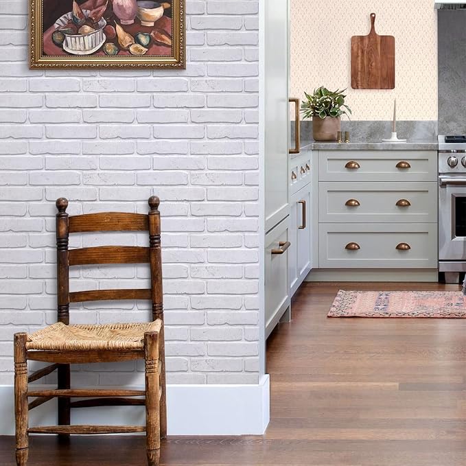 Commomy 3D Faux Brick Wall Panels Peel and Stick - 10pcs 15.74" x 11.8" | Ultralight Thin PVC Fake Brick Wallpaper Tiles Wall Sticker for Kitchen,Bedroom,Quick DIY Home Decor(12.92 sq.ft) - Image 9