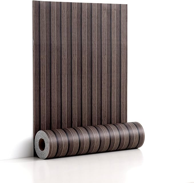 Walnut Peel and Stick Slat Wall Panels,Wood Grain Paneling | (118"x15.75",13Sq.ft)Self-Adhesive,Soundproof,Waterproof,Art,3D,Faux Wood Panels,for Bedroom,Bathroom,Entryway,TV Wall by LVSHI