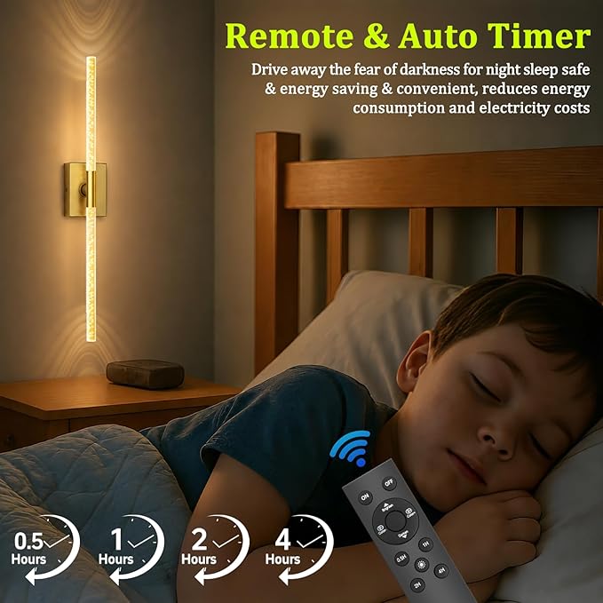 iThird Battery Operated Wall Sconces Set of 2, 10000mAh, Gold Bubble | crystal inspired bubble wall lamp wireless, Remote control & 360° Rotate, for Bedroom Living Room Mirror Decor - Image 5