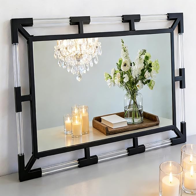 Chende Modern Black Wall Mirror Decor with Clear Acrylic and Metal Frame - Image 9