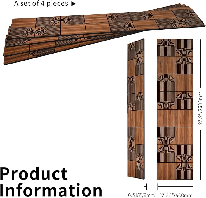 3D Wall Panels, 4-Pack 62 Sq Ft, Teak Wood Grain Peel and Stick Wall Panels, Self-Adhesive PVC Wall Paneling for Living Room, Bedroom & Accent Wall - Image 2