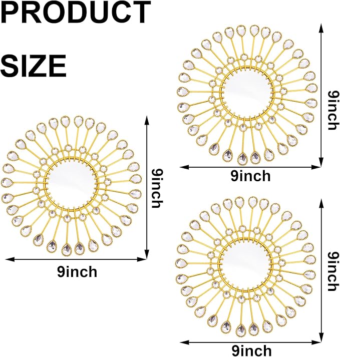 Gold Mirrors-Sunburst Festival Wall Art,Decorative Round Mirrors for Indoor - Image 7