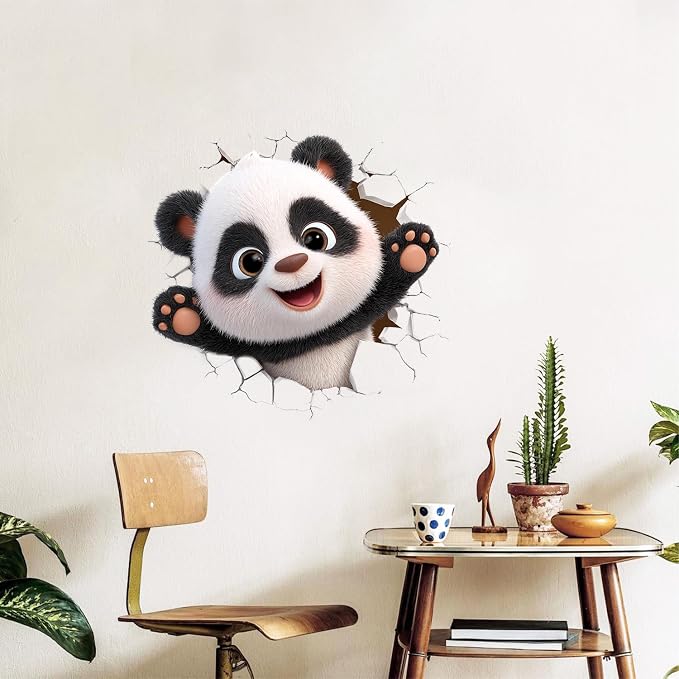 Cute Panda Wall Decals Stickers, Cartoon Animal Wall Art Peel and Stick, Removable Vinyl Wall Decor for Bedroom, Living Room, Playroom, Home Decoration - Image 5