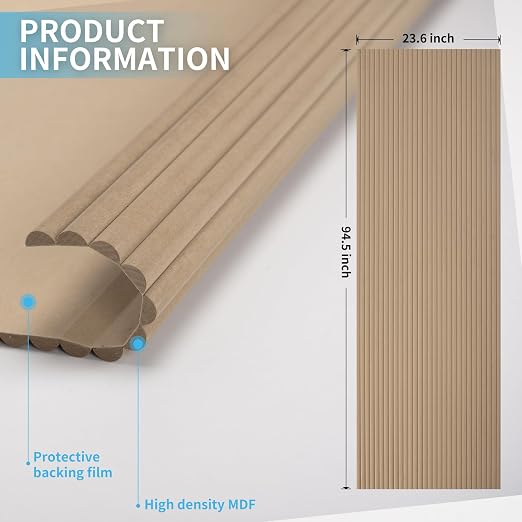 Art3d Roll-Flat Beaded Wood Slat Wall Panel, 1-Pack, 94.5 x 23.6 in, Raw | Flexible, Durable, Crack Resistant, Glue on, Easy to Install, for New Home Buyer, Future Mover to Upgrade Office, Living Room - Image 7