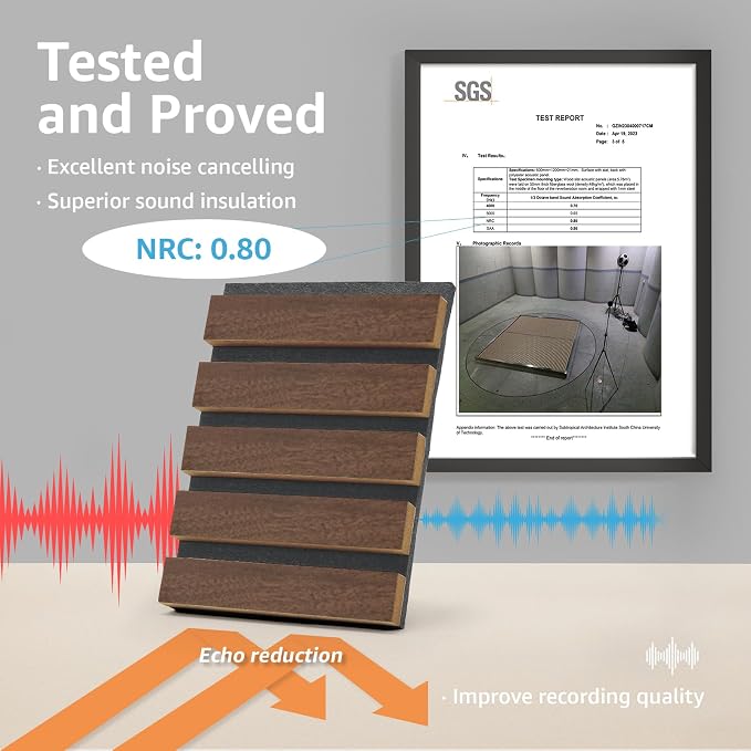 Art3d 2-Pack 3D Fluted Wood Sound Absorbing Slat Wall Panel, Dark Walnut | 47.2 x 23.6 Inch, Noise Control, Easy to DIY, Sustainable Material, Ideal for Homeowners, Designers, for Living Room, Office - Image 4