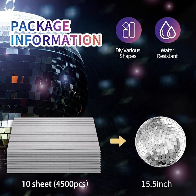 Vehipa 4500 PCS 10 x 10 mm Self-Adhesive Disco Tiles Silver - Image 6