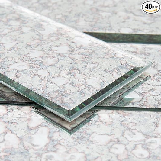 Peel and Stick Antique Mirror Subway Tile 3 x 6 Inch Beveled Mirror Tile for Kitchen Backsplash Bathroom Wall (40 Pcs) by Adedeo