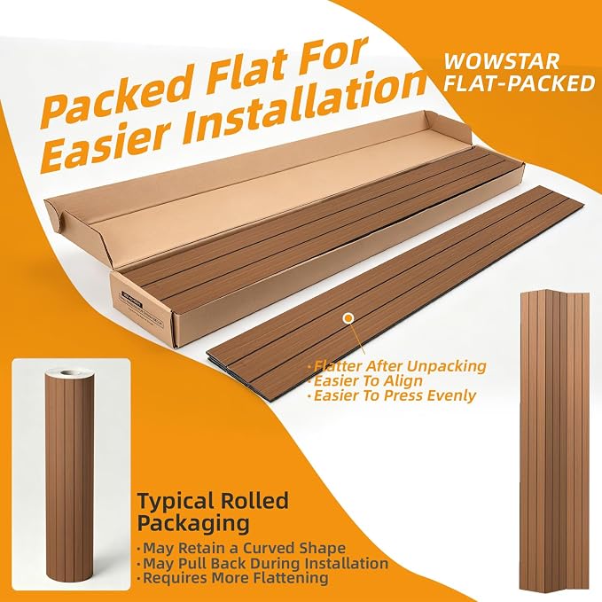WOWSTAR 6-Pack Peel and Stick PVC Wood Slat Wall Panel，Thickened Wood Grain Wallpaper, 3D Wall Panels, 48" x15.74", Walnut - Image 2