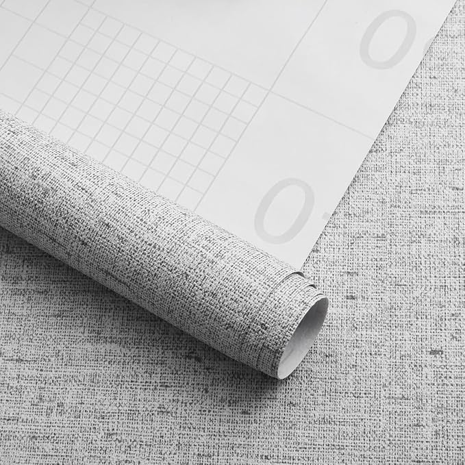 Gray Grasscloth Peel and Stick Wallpaper Textured 15.7in x 118.1in | Faux Linen Wallpaper Peel and Stick Vintage Grasscloth Contact Paper Self Adhesive Removable Contact Paper for Bedroom Vinyl - Image 6