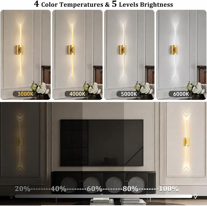 iThird Battery Operated Wall Sconces Set of 2, 10000mAh, Gold Bubble | crystal inspired bubble wall lamp wireless, Remote control & 360° Rotate, for Bedroom Living Room Mirror Decor - Image 8