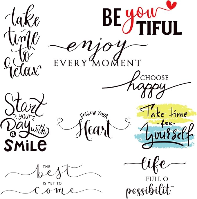 Ctosree 9 Pcs Vinyl Wall Stickers Inspirational Saying Wall Decals, Stylish | Motivational Saying Murals, Large Removable Quote Stickers, Positive Lettering Word Home Decal, for Office School Dorm by Ctosree