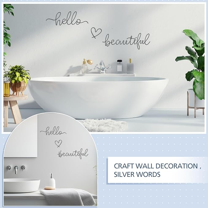 Hicarer Metal Hello Gorgeous Wall Art Minimalist Wall Decor,Black,Beautiful | for Bedroom Bathroom Living Room Dressing Room Salon Vanity Office Home Decoration, Easy to Install - Image 4