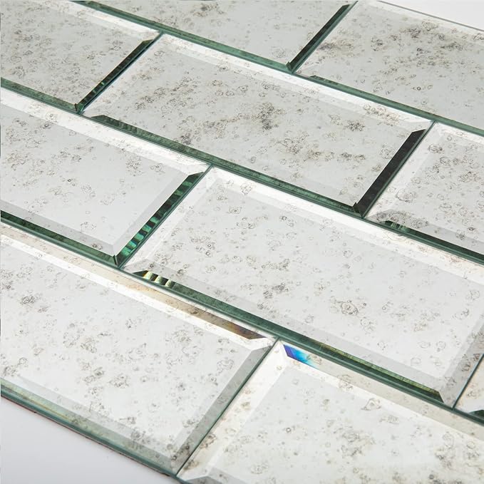 Lovdeco Light Antique Mirror Tile, Beveled Subway Mirror Backsplash 3x6 Inch for Kitchen Bathroom Wall (40 Pcs, 5 SQ.FT.) - Image 7