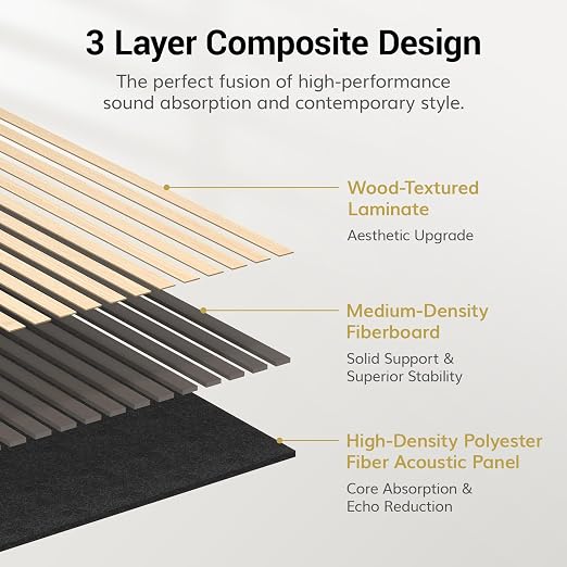 TONOR Wood Wall Panels for Interior Wall Decor-10 Pack 47.2" x 23.6" | Acoustic Wall Panels-77.5ft², Wood Slat Acoustic Panels for Noise Cancelling and Decoration, Living Room, Office,Oak - Image 3