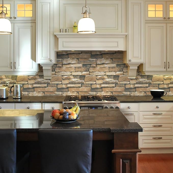 Timeet Brick Wallpaper Self-Adhesive Peel and Stick Wallpaper Waterproof Stone Wall Paper for Backsplash Decorative Home Decoration and Furniture Renovation 17.7"×393.7" - Image 2
