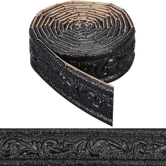 CRASPIRE 90x1.8in Peel Stick Foam Molding Black Baseboard Trim Self Adhesive Crown Flexible Foam Mirror Wallpaper Sticky Border 3D Wall Edging Lines Base for Hotel Home DIY Decoration by CRASPIRE