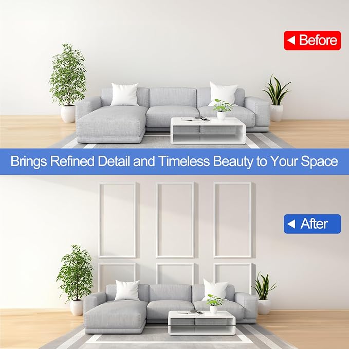 RELIANCER Peel and Stick Wall Molding Kit,30PCS Pre-Cut Door Molding Panels,3D Moulding Wainscoting Panel,Self Adhesive Walls Moulding Trim,Wall Modular Frames for Interior Walls Decor Home Bedroom - Image 8