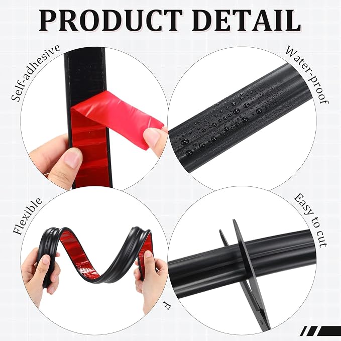 32.8ft x 1.6 Inch Flexible Peel and Stick Molding Trim for Wall, Baseboard, Backsplash, Tile Edge, Chair Rail, Mirror-self Adhesive Moulding Trim for Bathroom Wall Door Floor Window, Black - Image 3