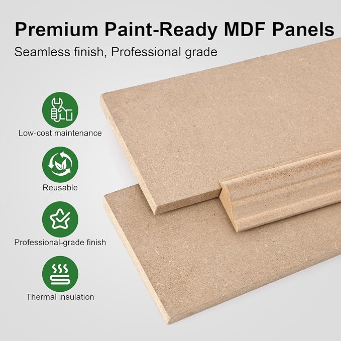 Premade Board and Batten Wainscoting Kit, Paintable MDF Accent Wall Panels with Molding Trim, DIY Wall Paneling Kit for Bedroom, Living Room, Hallway, Entryway, Covers 189 x 54 in(70.8 Sq.Ft.) - Image 7