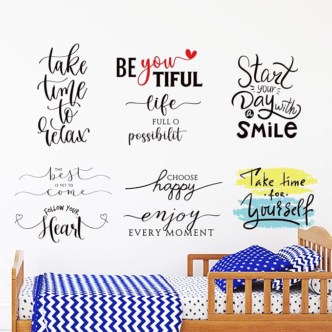 Ctosree 9 Pcs Vinyl Wall Stickers Inspirational Saying Wall Decals, Stylish | Motivational Saying Murals, Large Removable Quote Stickers, Positive Lettering Word Home Decal, for Office School Dorm - Image 4