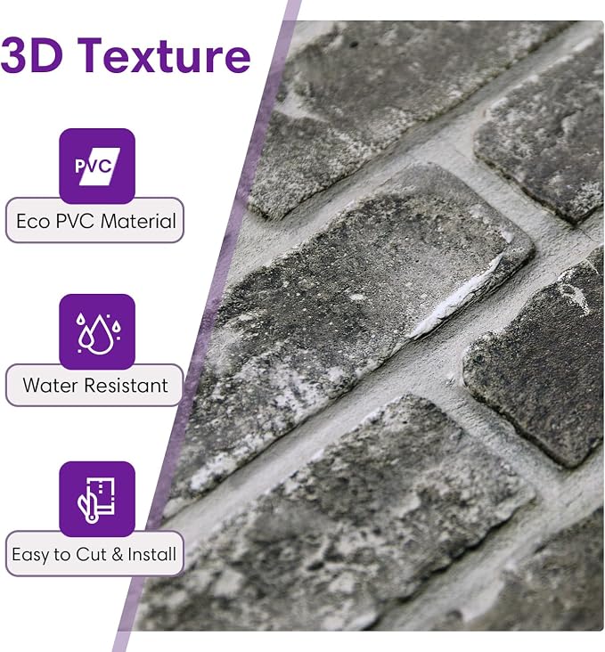 3D Faux Brick Wall Panels Peel and Stick, Designed for Quick DIY | 10 Pcs 15.7" x 11.8", Brick-Look, Ultra-Light PVC Fake Brick Wall Covering Tiles for Easy Wall Renovation, Cover 12.9 sq ft - Image 3