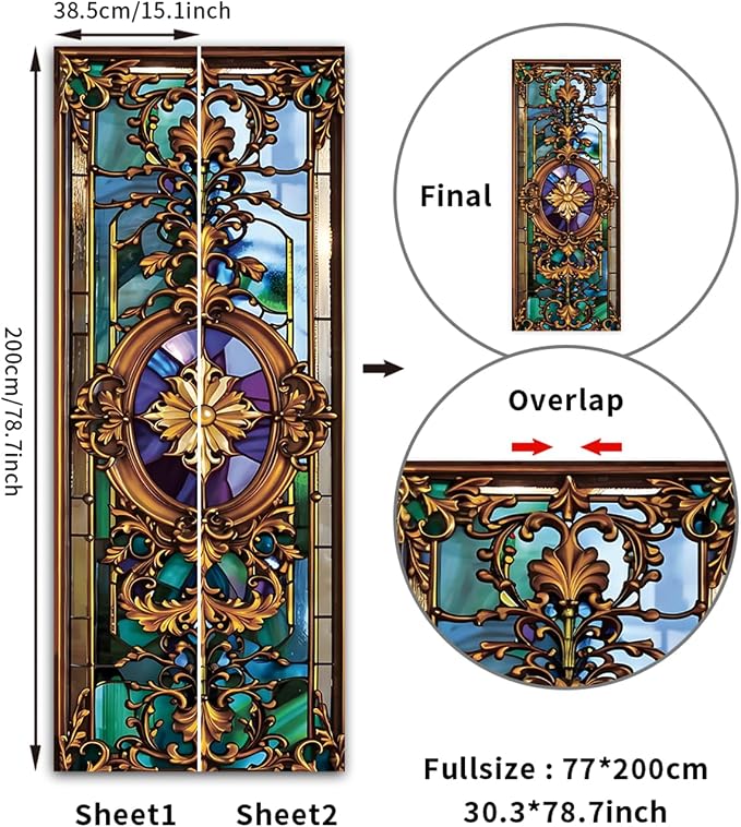 TUOKING Door Sticker,Peel and Stick Removable Vinyl Door Decals | Wallpaper Waterproof Self-Adhesive Mural for Home Decor,Wall Covers Poster,30.3" W x 78.7" L, Set of 2 Sheets - Image 2