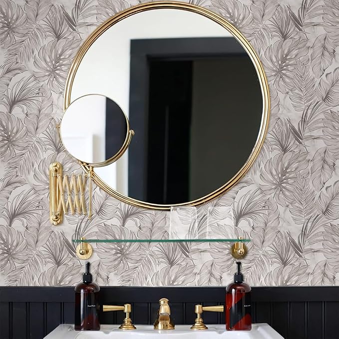 Boho Sand Monstera Leaf Abstract Plants Modern Peel and Stick Wallpaper Wall Decor Self Adhesive Wall Paper Stick on Easy Peel Off Contact for Renter Apartment - Image 4