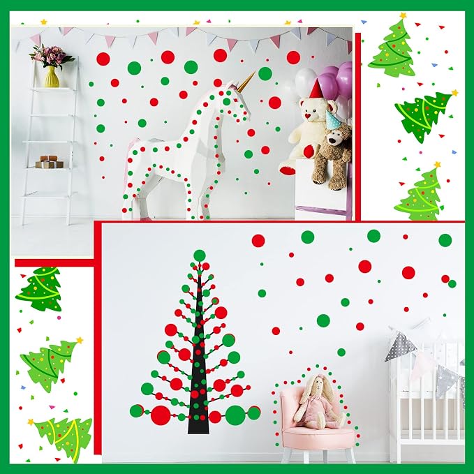 Zonon 264 Pcs Polka Dots Wall Stickers Vinyl Peel and Stick Kids Room | Removable Circle Dots Decor for Nursery Bedroom Playroom, Colorful Red Green Design, Easy Apply No Damage to Walls - Image 5
