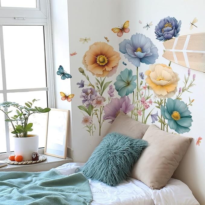 TUOKING Flowers Wall Stickers Decor,Removable Wall Murals | Peel and Stick Modern PVC Wall Art Decal Home Decor for Kitchen,Bedroom,Living Room - Image 5