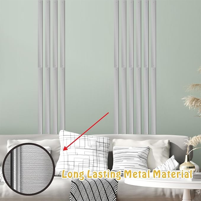 Silver Metal Wall Art Modern Striped Walls Decor Minimalist Line Arts Sign | Minimalist line art hanging sign, easy to install, metal plaque decorative, walls sculptures, for bedroom office living room - Image 3