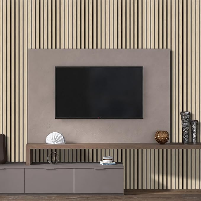 Arthome Wood Slat Wallpaper 17''x393'' Peel and Stick self Adhesive Wood Wallpaper PVC Vinyl Decorative Removable Wallpaper Waterproof Faux Wood Grating Stripe Contact Paper for Living Room (Oak) - Image 6