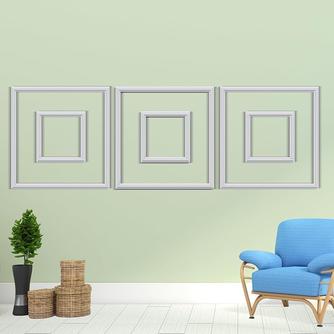3 Set Panels Peel and Stick Premade Wainscoting Accent Wall Panels for Interior Wall Decor Easy DIY Build and Picture Frame Door Decor (20 x 20 + 10 x 10in) - Image 6