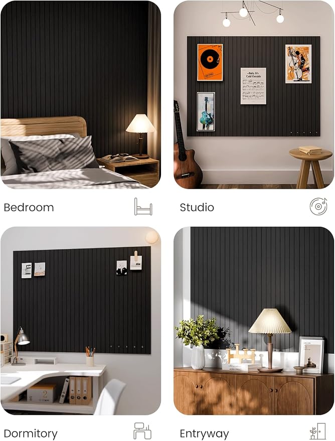 Fluxynara 48" x 36" Large Felt Bulletin Board, Black | 12 Pack Cork Board Alternative with 60 Safe Adhesive Tabs, Pin Boards for Wall Decor, Home, Office, Classroom,Dorm - Image 7