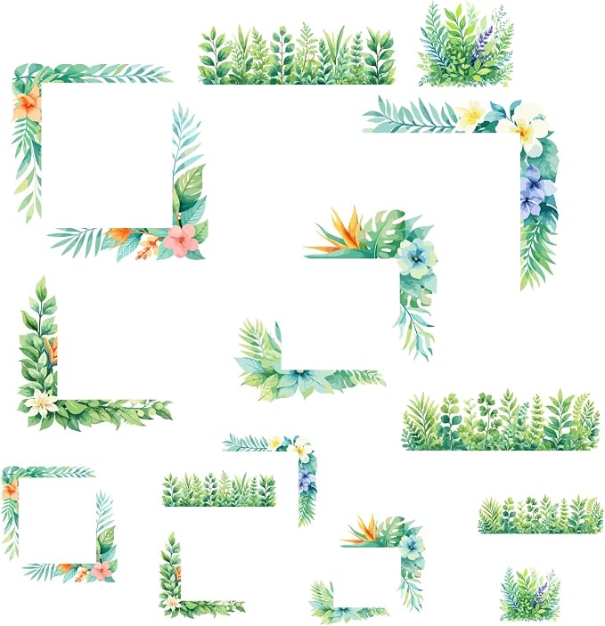 PLIGREAT Watercolor Leaves Wall Stickers,Corner Accent Leaf Wall Decals for Door Removable Vinyl Peel and Stick Art Decals for Bedroom Living Room Bathroom Home Door Corner Decor - Image 5