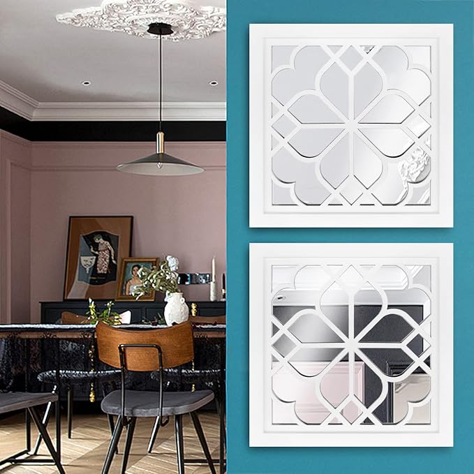 Wocred Set of 2 Mirrors Square Wall Mirror,Gorgeous Rustic Farmhouse Accent Mirror,White Color Entry Mirror for Bathroom Renovation,Bedrooms,Living Rooms and More(12”x12”) - Image 3